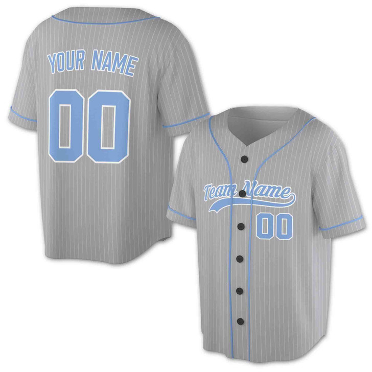 Custom Pinstripe with Teal Piping Baseball Jersey - Personalized Name & Number - Adult, Youth, Kid.