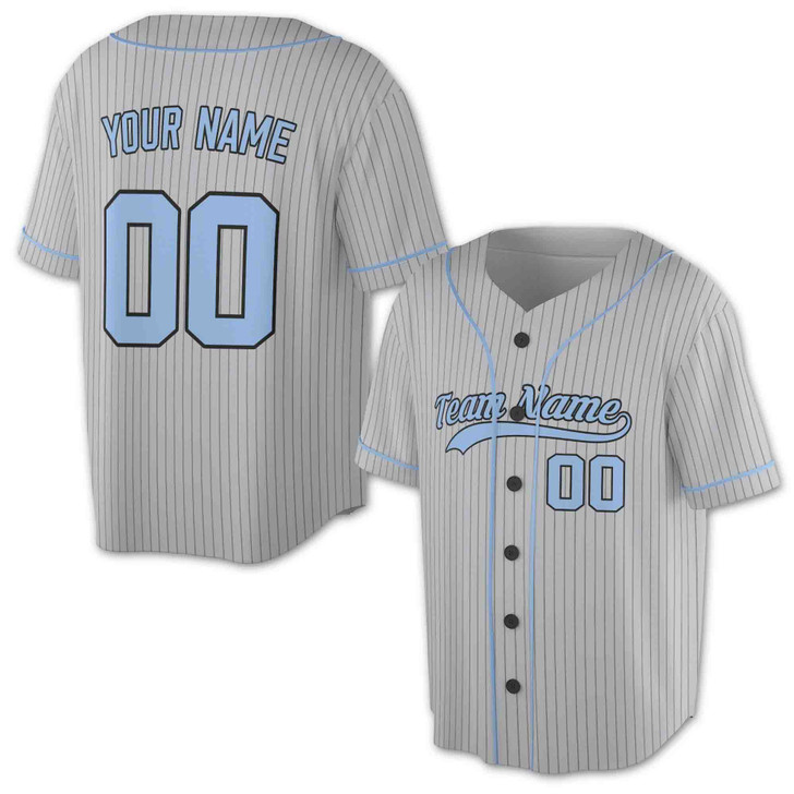 Custom Pinstripe with Teal Piping Baseball Jersey - Personalized Name & Number - Adult, Youth, Kid.