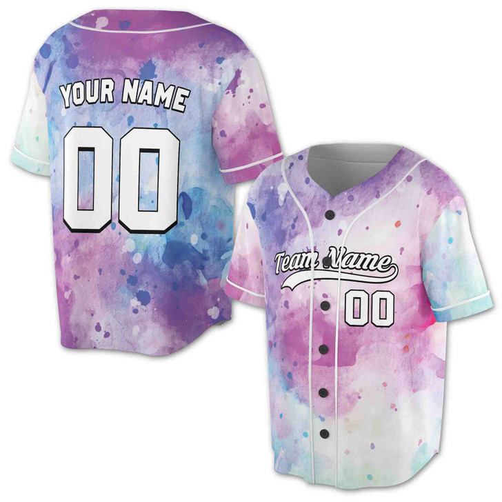 Custom  Watercolor Baseball Jersey - Personalized Name, Team & Number - Adult, Youth, Kid
