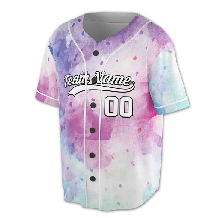 Custom  Watercolor Baseball Jersey - Personalized Name, Team & Number - Adult, Youth, Kid
