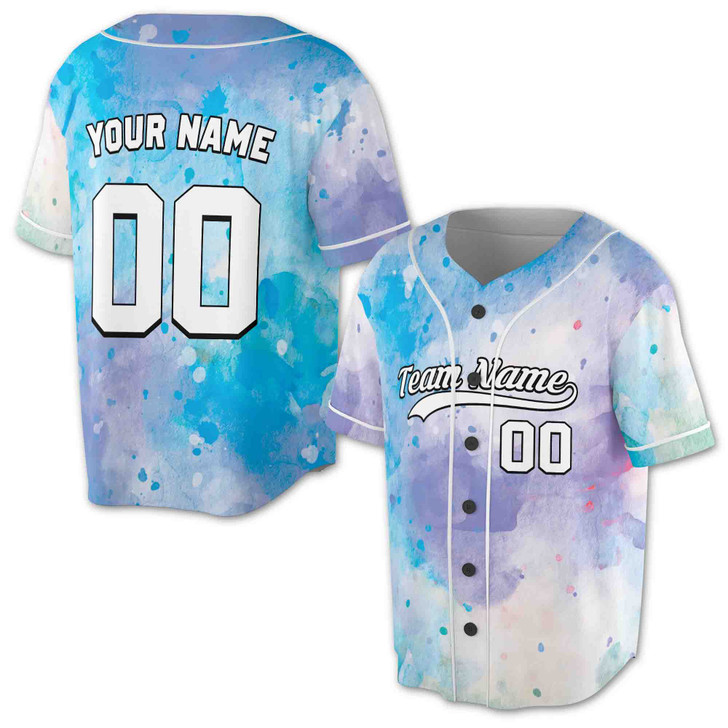 Custom  Watercolor Baseball Jersey - Personalized Name, Team & Number - Adult, Youth, Kid