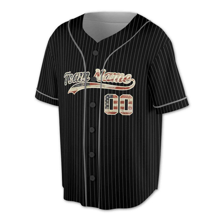 Custom Pinstripe US Flag Baseball Jersey - Personalized Name, Team & Number - Adult, Youth, Kid