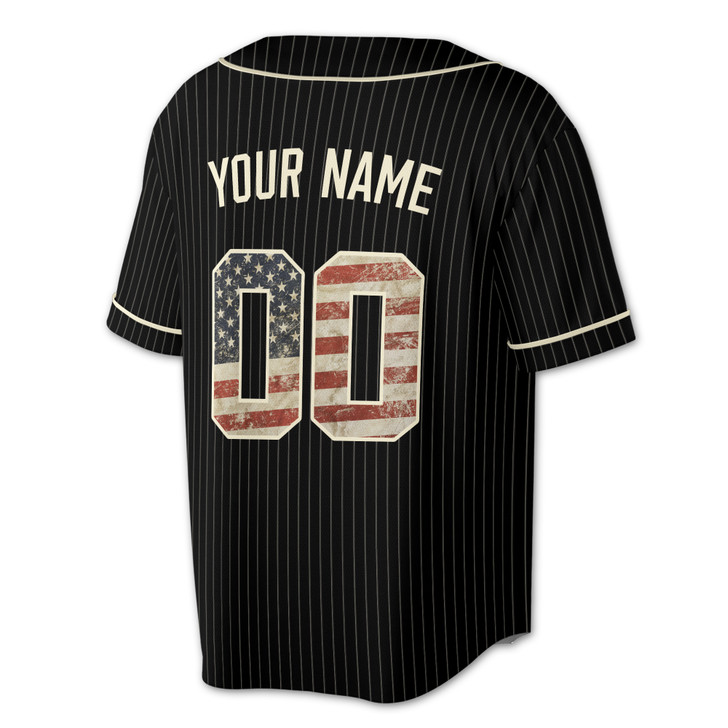 Custom Pinstripe US Flag Baseball Jersey - Personalized Name, Team & Number - Adult, Youth, Kid