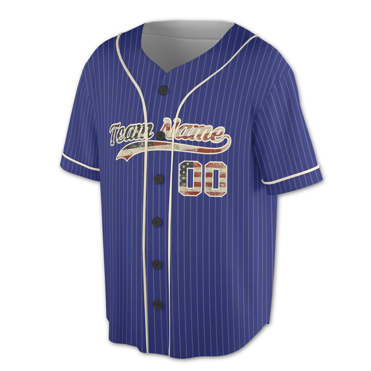 Custom Pinstripe US Flag Baseball Jersey - Personalized Name, Team & Number - Adult, Youth, Kid