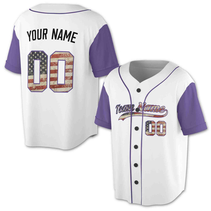 Custom  Black US Flag Baseball Jersey - Personalized Name, Team & Number - Adult, Youth, Kid