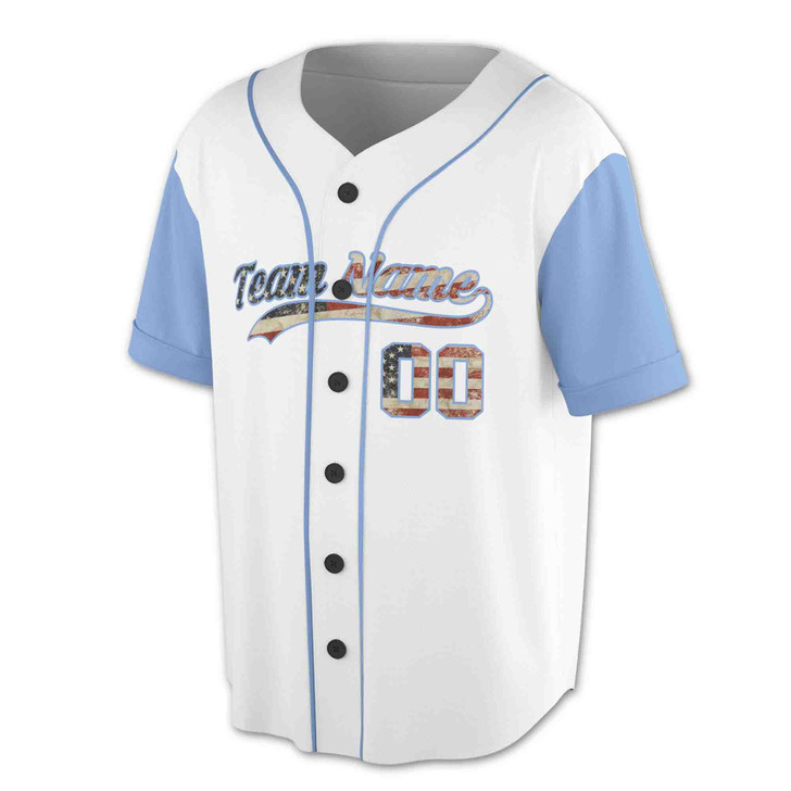 Custom  Black US Flag Baseball Jersey - Personalized Name, Team & Number - Adult, Youth, Kid