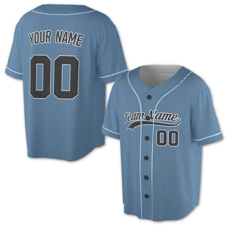 Custom Teal Diagonal Stripes Baseball Jersey - Personalized Name, Team & Number - Adult, Youth, Kid