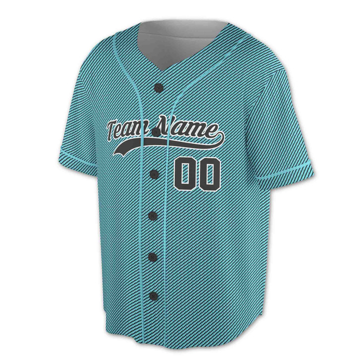 Custom Teal Diagonal Stripes Baseball Jersey - Personalized Name, Team & Number - Adult, Youth, Kid