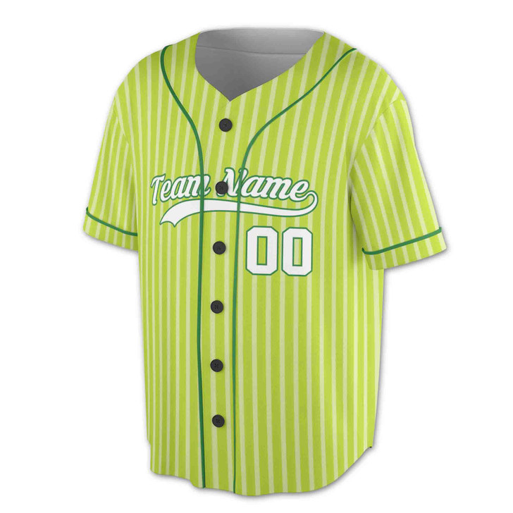 Custom Lime White Pinstripe Baseball Jersey - Personalized Name, Team & Number - Adult, Youth, Kid