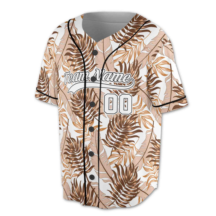 Custom Teal Tropical Leaf Baseball Jersey - Personalized Name, Team & Number - Adult, Youth, Kid