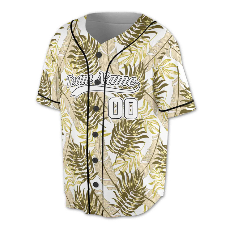 Custom Teal Tropical Leaf Baseball Jersey - Personalized Name, Team & Number - Adult, Youth, Kid