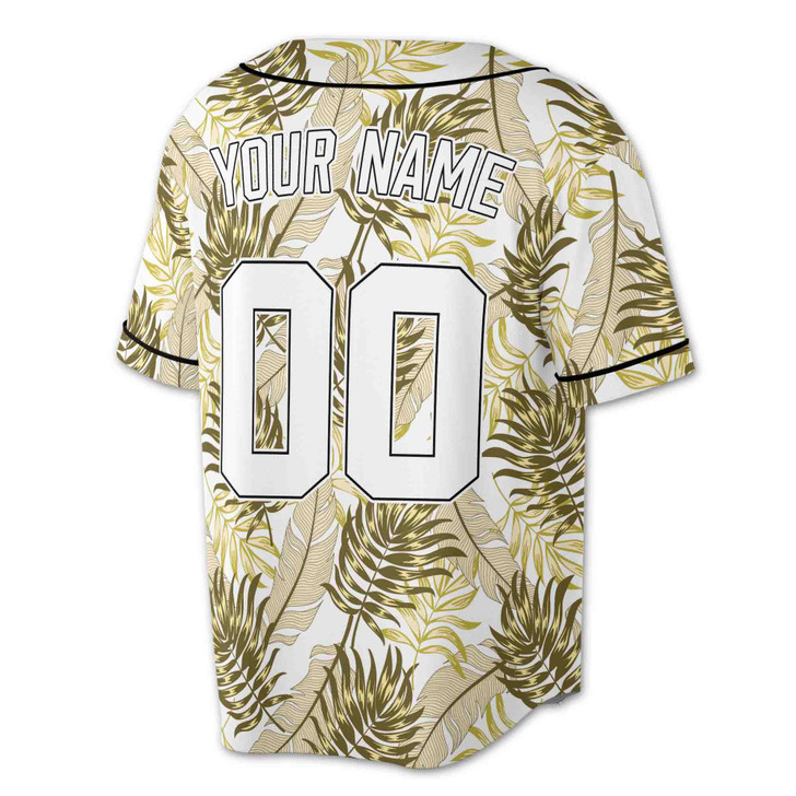 Custom Teal Tropical Leaf Baseball Jersey - Personalized Name, Team & Number - Adult, Youth, Kid