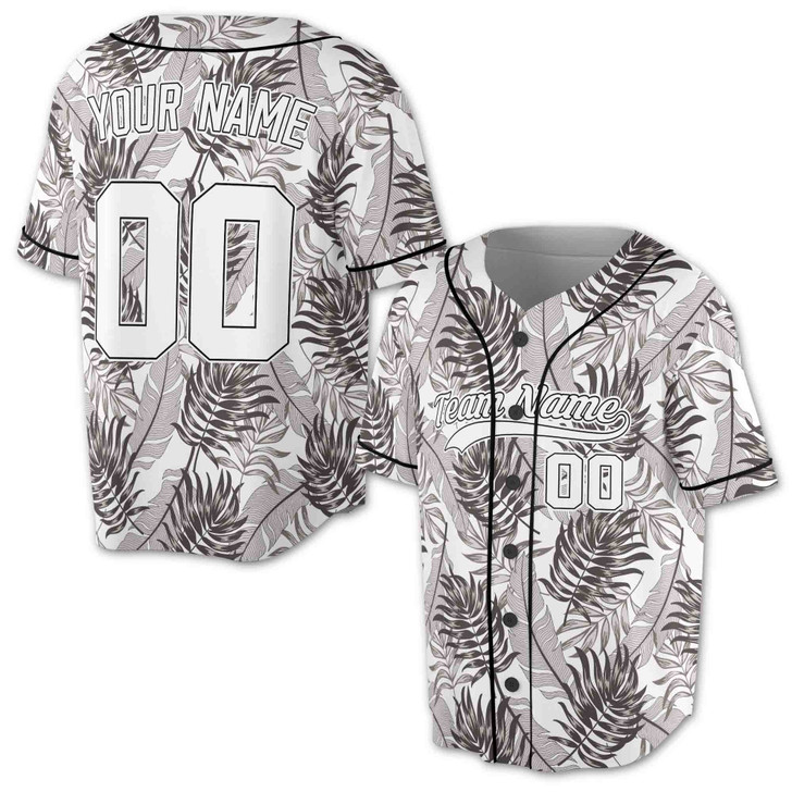 Custom Teal Tropical Leaf Baseball Jersey - Personalized Name, Team & Number - Adult, Youth, Kid