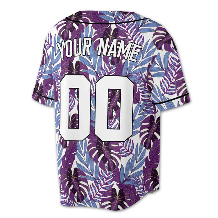 Custom Tropical Teal Leaf Pattern Baseball Jersey – Personalized Name & Number – Adult, Youth, Kid