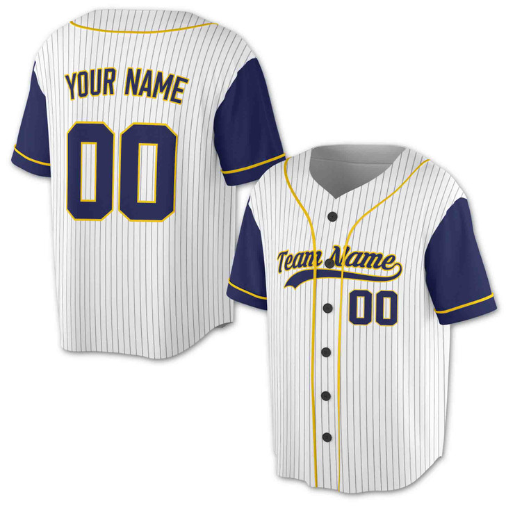 Custom White Black Pinstripe Baseball Jersey - Personalized Name, Team & Number - Adult, Youth, Kid