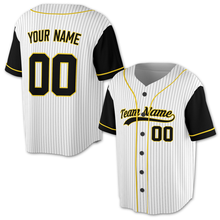 Custom White Black Pinstripe Baseball Jersey - Personalized Name, Team & Number - Adult, Youth, Kid