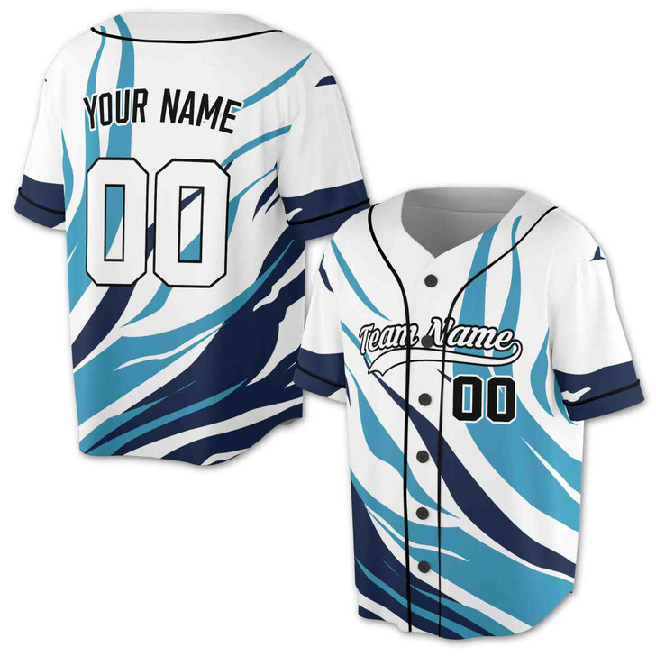 Custom Navy Teal Dynamic Wave Baseball Jersey - Personalized Name, Team & Number - Adult, Youth, Kid