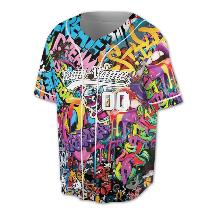 Custom Urban Graffiti Art Pattern Baseball Jersey - Personalized Name, Team Name & Number - Adult, Youth, Kid
