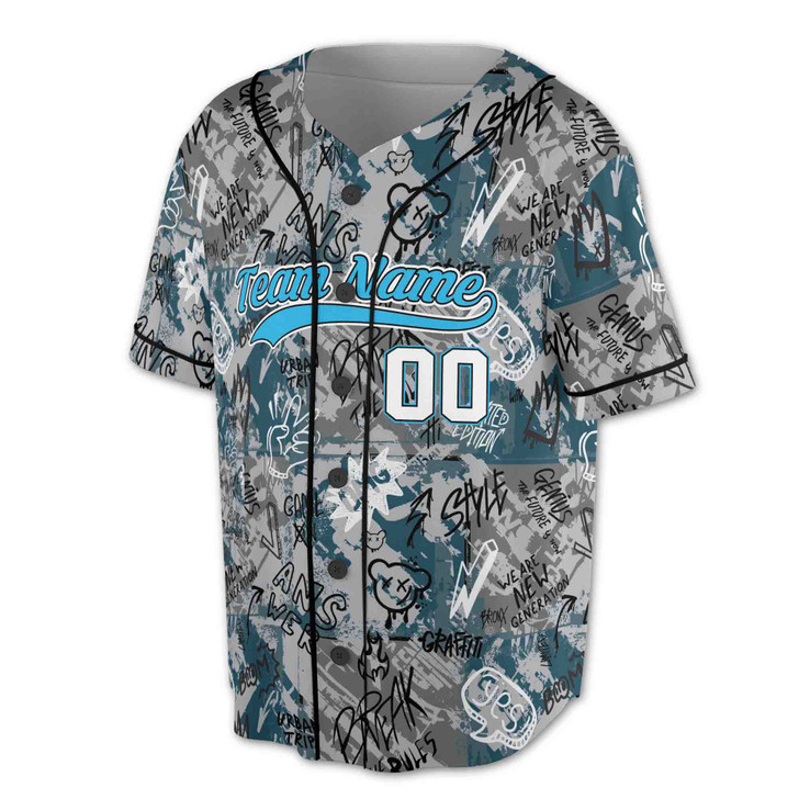 Custom Grey Camo Graffiti Style Baseball Jersey - Personalized Name, Team Name & Number - Adult, Youth, Kid