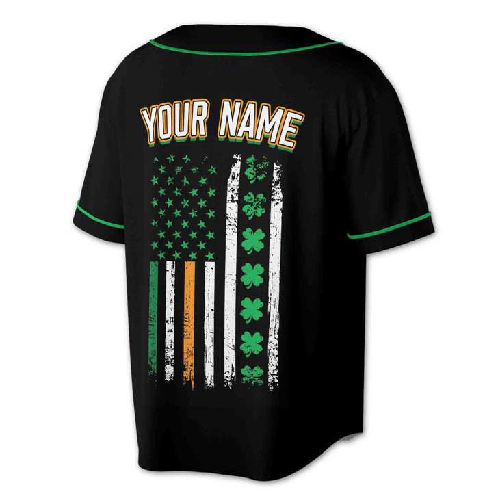 Custom Black Irish American Heritage Distressed Flag Shamrock Baseball Jersey - Personalized Name, Team Name & Number - Adult, Youth, Kid