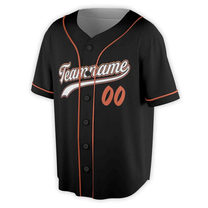 Custom Name, Team Name, Number Black & Orange Solid Pattern, Multicolor Baseball Jersey - Adult, Youth, Kid