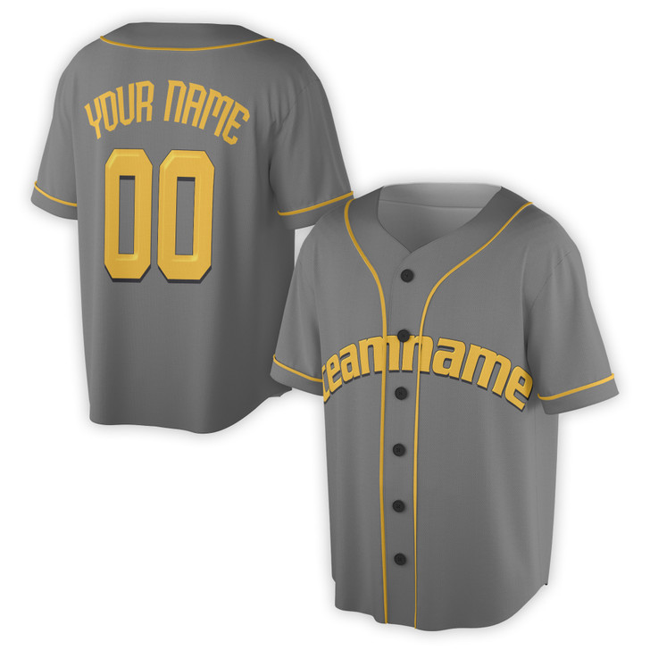 Custom Black Gold Baseball Jersey - Personalized Name, Team Name & Number - Adult, Youth, Kid