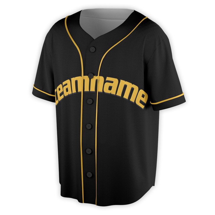 Custom Black Gold Baseball Jersey - Personalized Name, Team Name & Number - Adult, Youth, Kid
