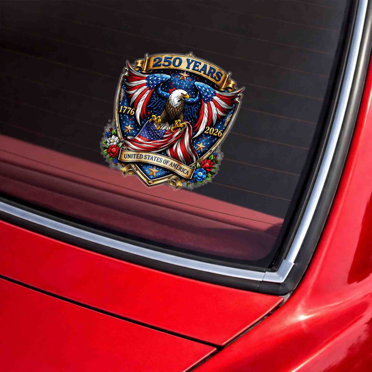 Patriotic Eagle 250 Years 1776-2026 USA Freedom Car Window Vinyl Decal Sticker