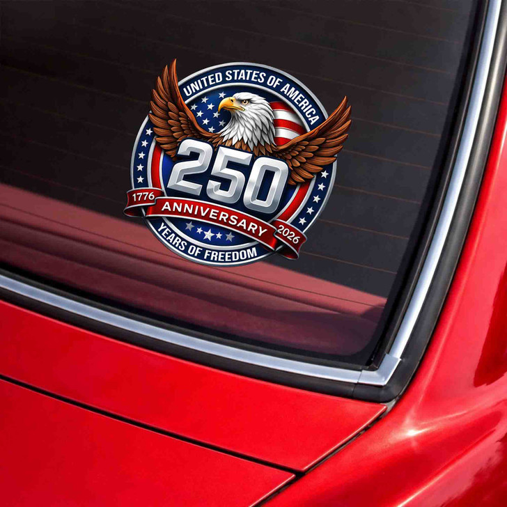 USA Eagle 250th Anniversary 1776-2026 Freedom Patriotic Car Window Vinyl Decal