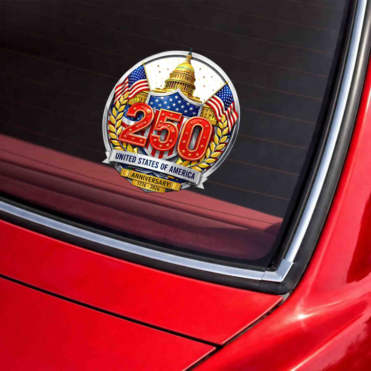 USA 250th Anniversary 1776-2026 Patriotic Car Window Sticker Vinyl Decal