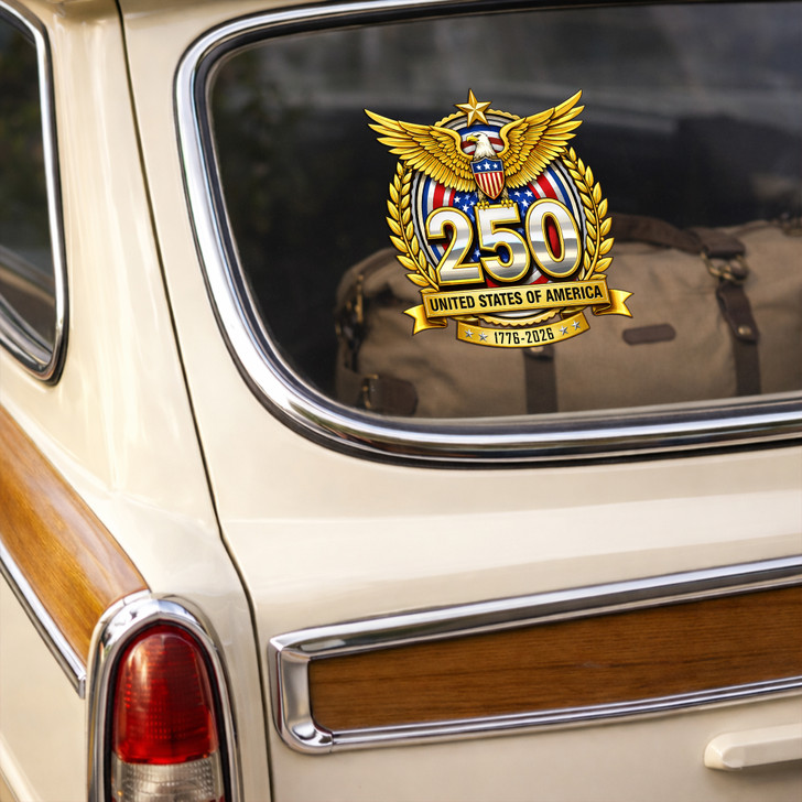 USA 250 Anniversary Eagle Emblem 1776-2026 Patriotic Car Window Vinyl Decal