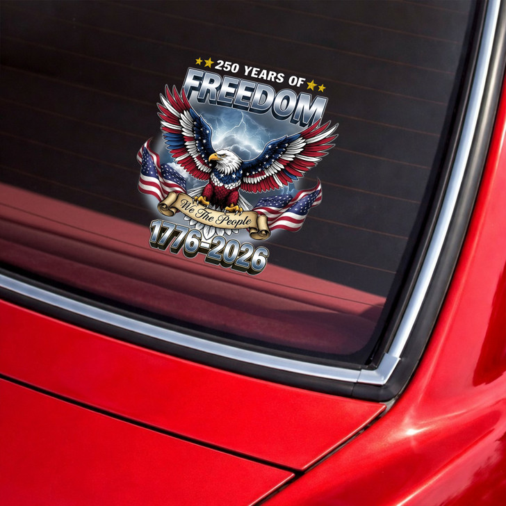 250 Years of Freedom 1776-2026 Eagle USA Patriotic Car Window Vinyl Decal