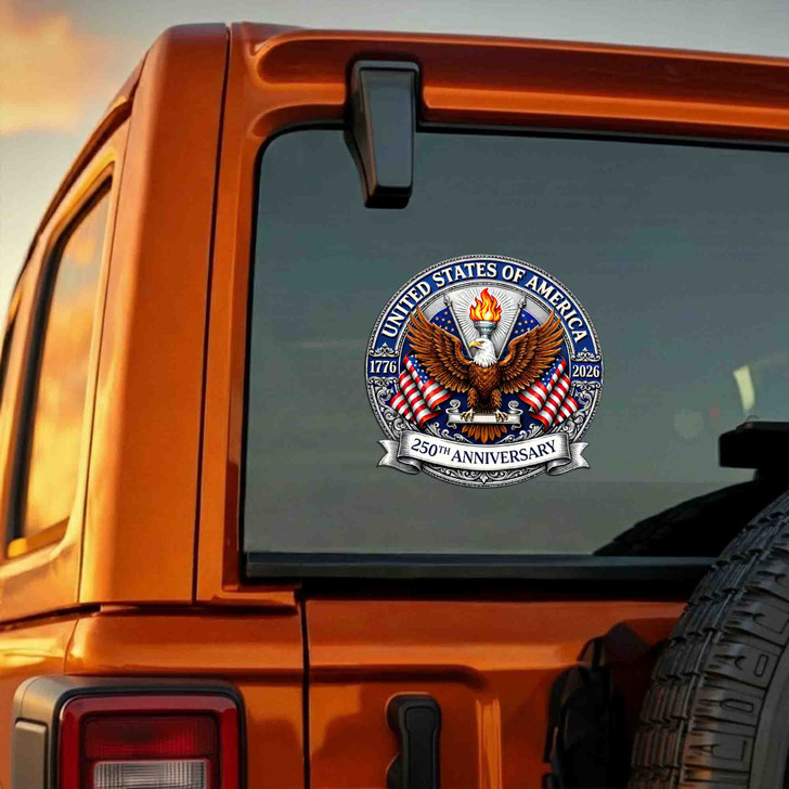 USA 250th Anniversary 1776-2026 Eagle Patriotic Car Window Vinyl Decal