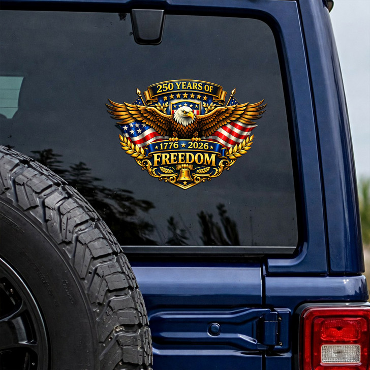 USA 250 Years of Freedom Eagle Patriotic Car Window Sticker 1776-2026 Vinyl Decal