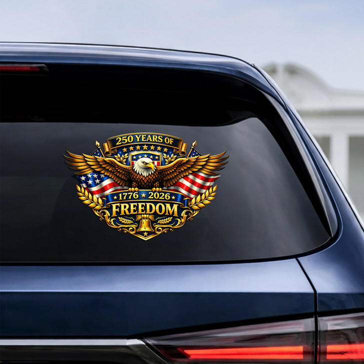 USA 250 Years of Freedom Eagle Patriotic Car Window Sticker 1776-2026 Vinyl Decal