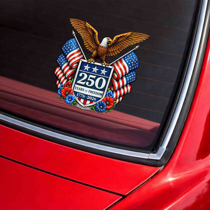 USA 250th Anniversary 1776-2026 Eagle Flag Patriotic Car Window Vinyl Decal