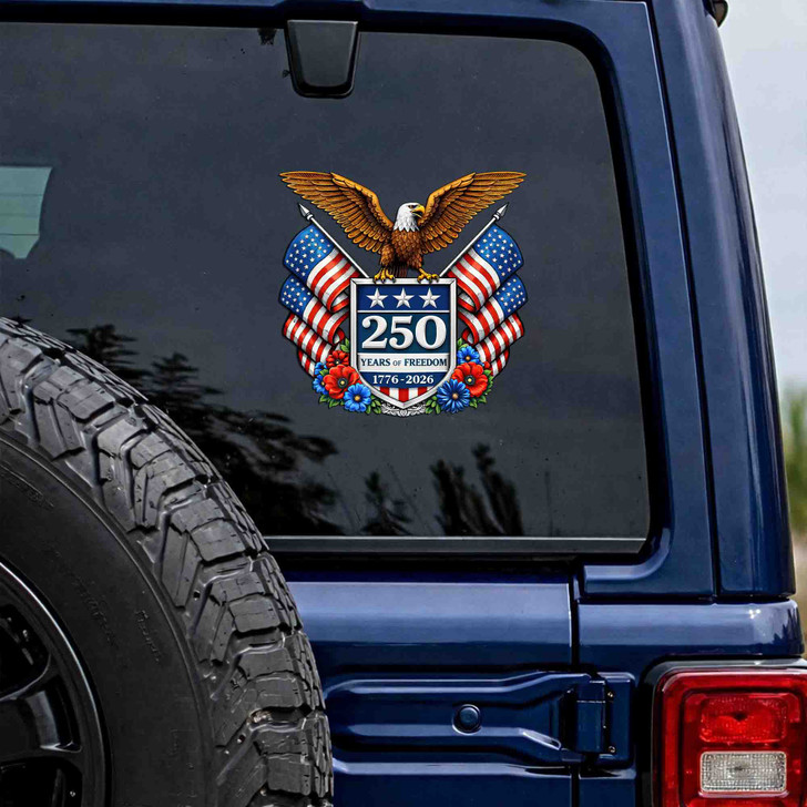 USA 250th Anniversary 1776-2026 Eagle Flag Patriotic Car Window Vinyl Decal