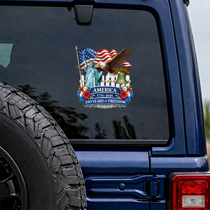 USA 250 Years 1776-2026 Statue of Liberty Eagle Flag Car Window Vinyl Decal