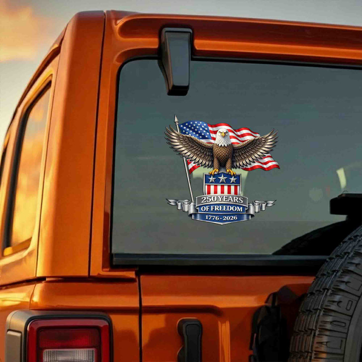USA 250 Years 1776-2026 Patriotic Eagle Flag Freedom Car Window Vinyl Decal
