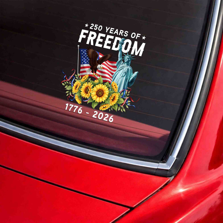 USA 250 Years Freedom 1776-2026 Statue of Liberty Sunflower Car Vinyl Decal