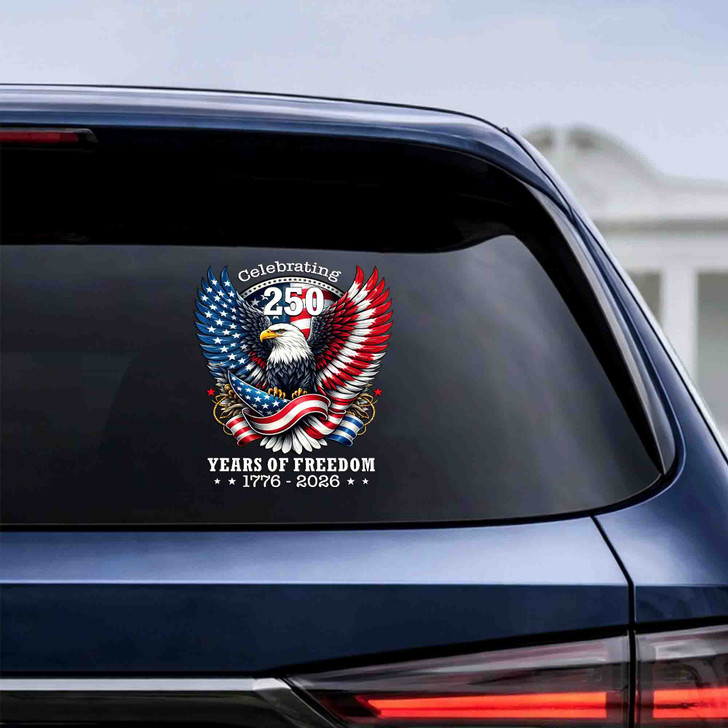 USA 250th Anniversary Celebrating 1776-2026 Patriotic Eagle Flag Vinyl Decal