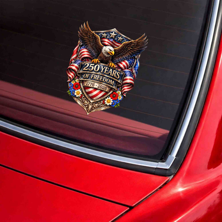 USA 250 Years Freedom 1776-2026 Eagle Shield Patriotic Car Window Vinyl Decal