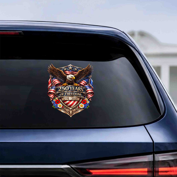USA 250 Years Freedom 1776-2026 Eagle Shield Patriotic Car Window Vinyl Decal