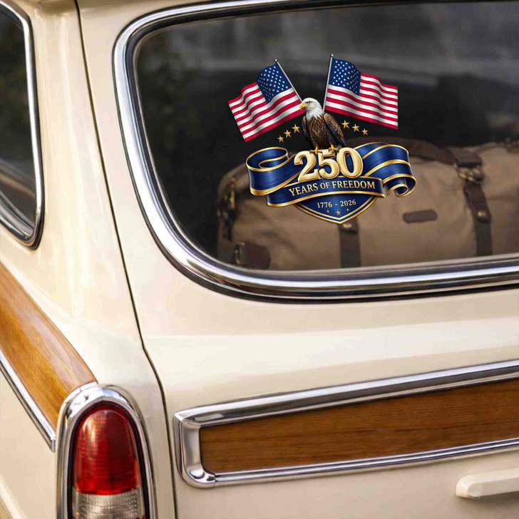 USA 250 Years 1776-2026 Patriotic Eagle Flag Shield Flower Car Vinyl Decal