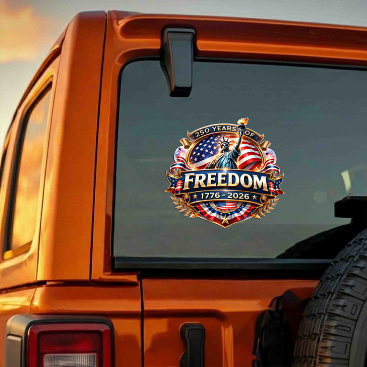 USA 250 Years 1776-2026 Patriotic Eagle Shield Flowers Car Window Vinyl Decal