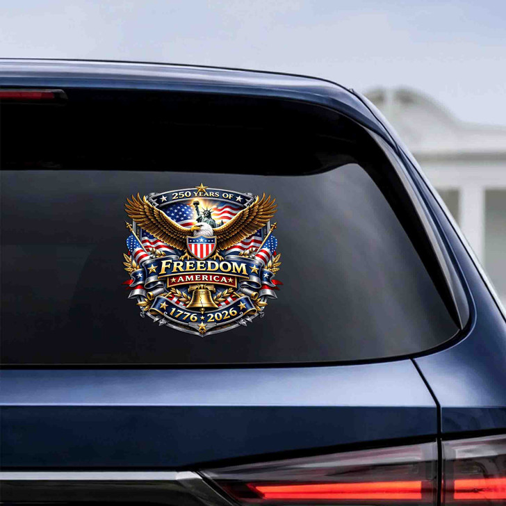 250 Years of Freedom 1776-2026 Patriotic Floral Eagle USA Shield Vinyl Decal