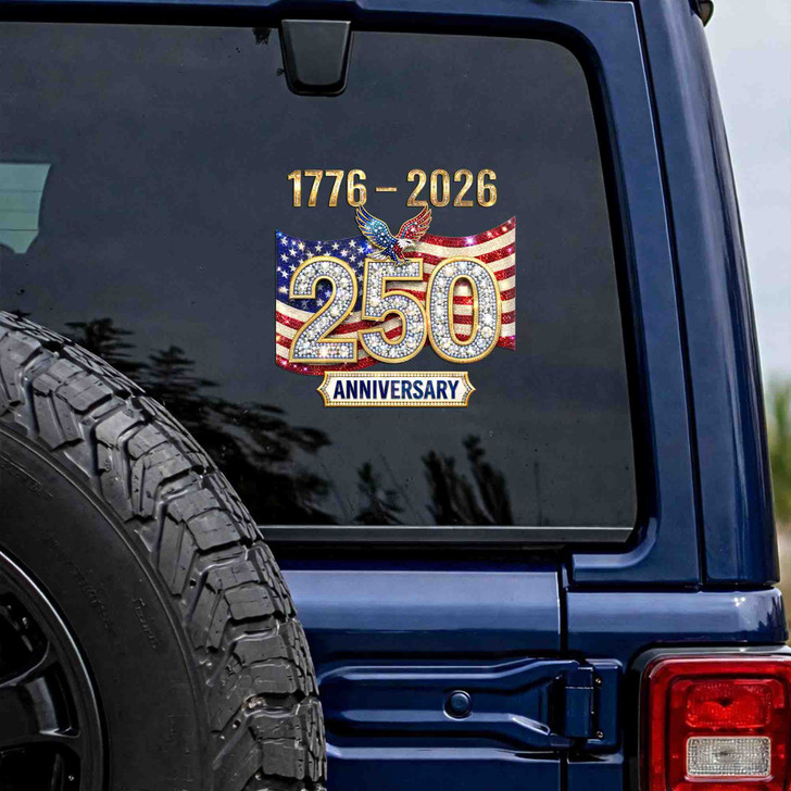 USA 250 Years 1776-2026 Diamond Jewel Style Patriotic Eagle Flag Vinyl Decal