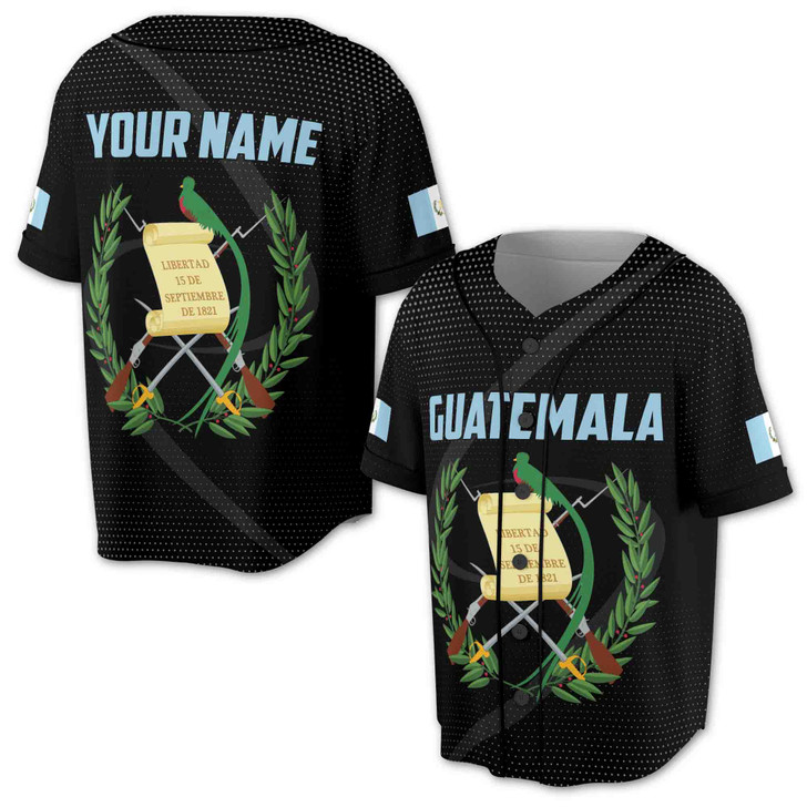 Customize Name Guatemala Flag coat of arms 3D Baseball Jersey Size S-5XL