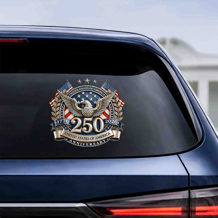USA 250th Anniversary Eagle Emblem Car Decal – 1776–2026 Patriotic Sticker