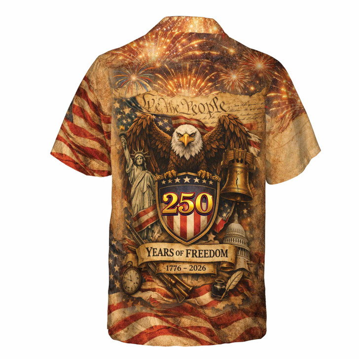 Custom Name USA 250 Years 1776-2026 Patriotic Button Down Shirt S-5XL